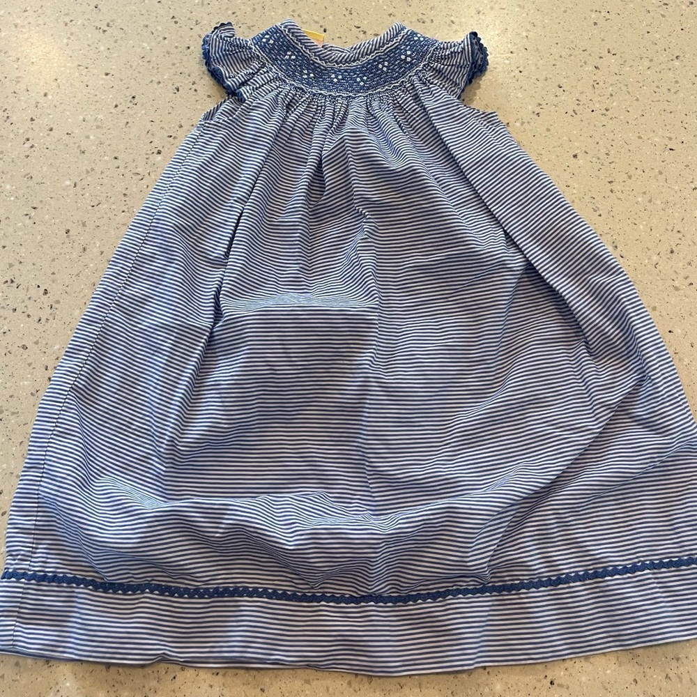 Blue Striped Smocked Dress